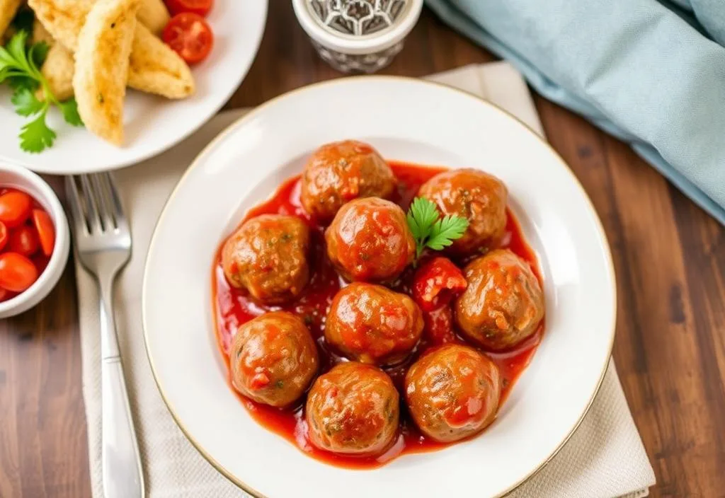 A plate of meatballs with marinara sauce