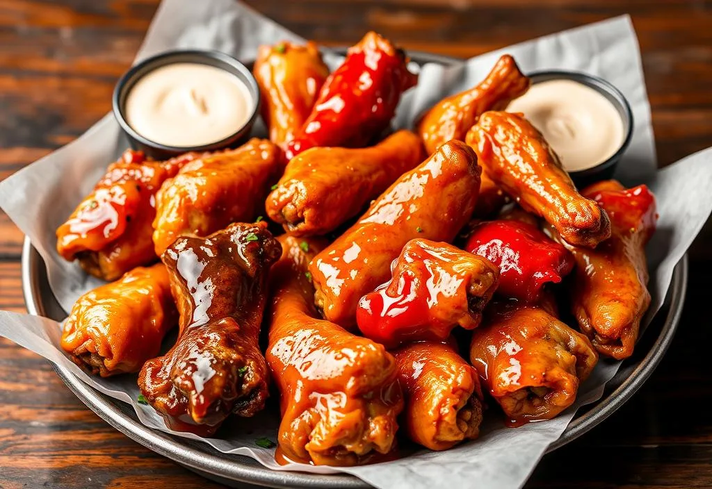 A plate of WingHouse's wings in various flavors