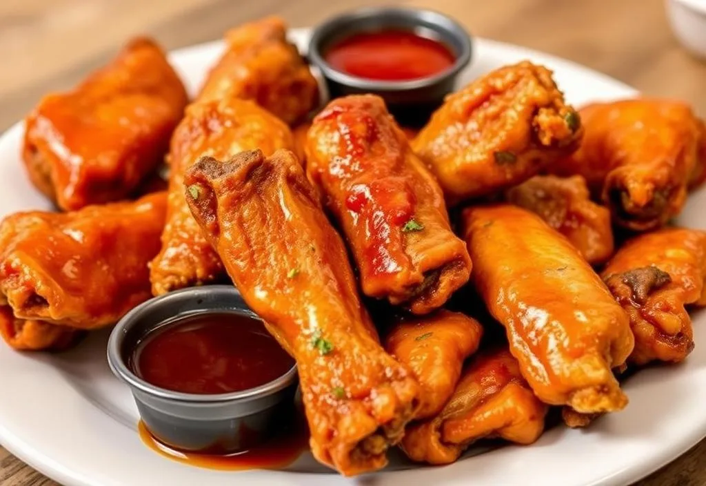 A plate of Wingstop's flavorful wings in various sauces