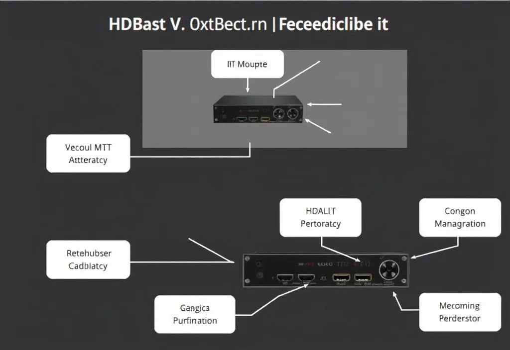 A diagram showing the features of the HDBaseT HDMI modulator