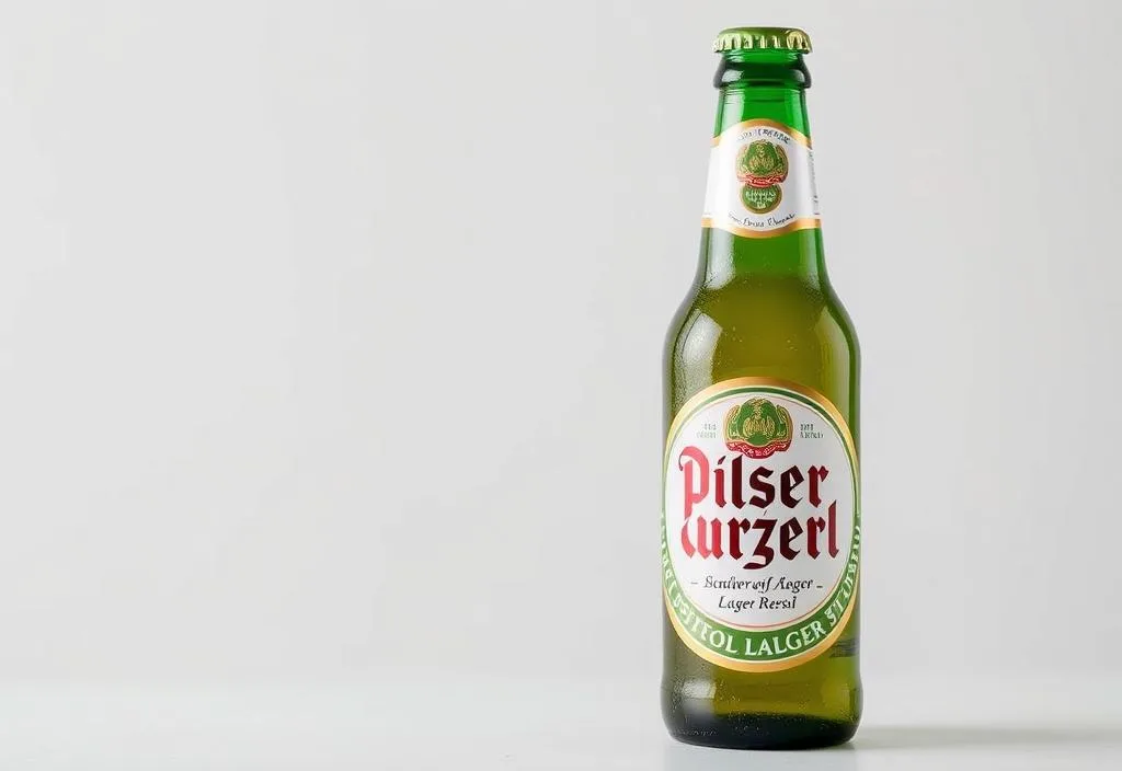 A bottle of Pilsner Urquell lager beer