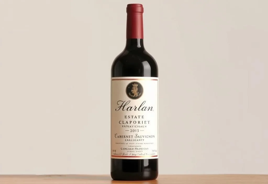 A bottle of Harlan Estate Cabernet Sauvignon wine