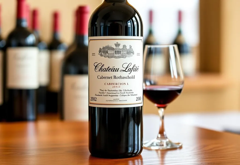 A bottle of Chateau Lafite Rothschild Cabernet Sauvignon wine