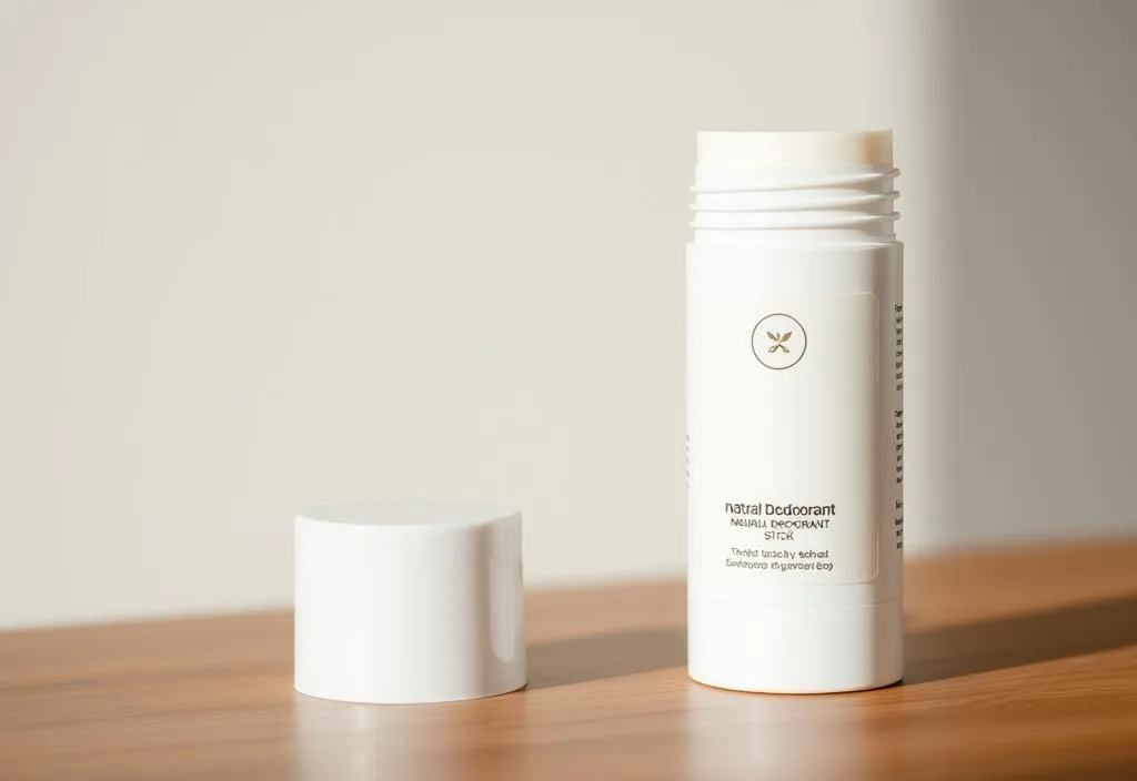 A natural deodorant stick with a minimalist packaging design