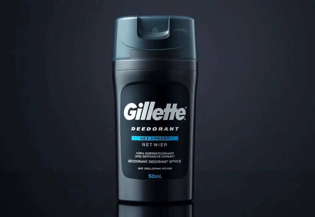 A close-up shot of a Gillette deodorant stick with a sleek and modern design