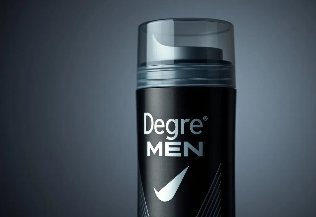 A close-up shot of a Degree Men deodorant stick with a sleek and modern design