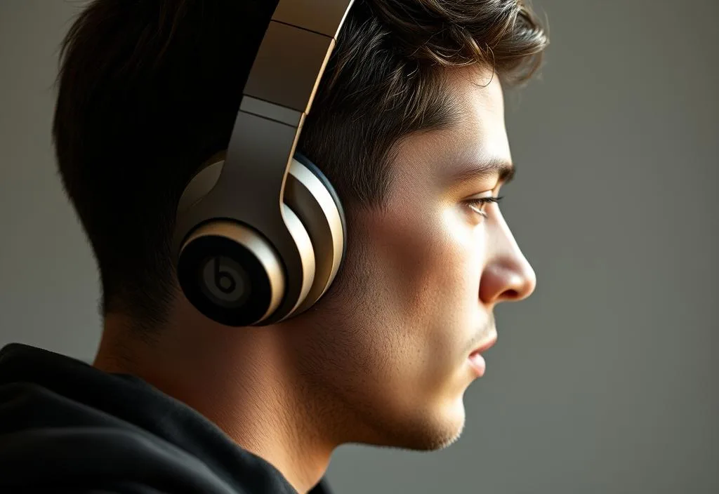 Beats Solo Pro headphones with a person wearing them