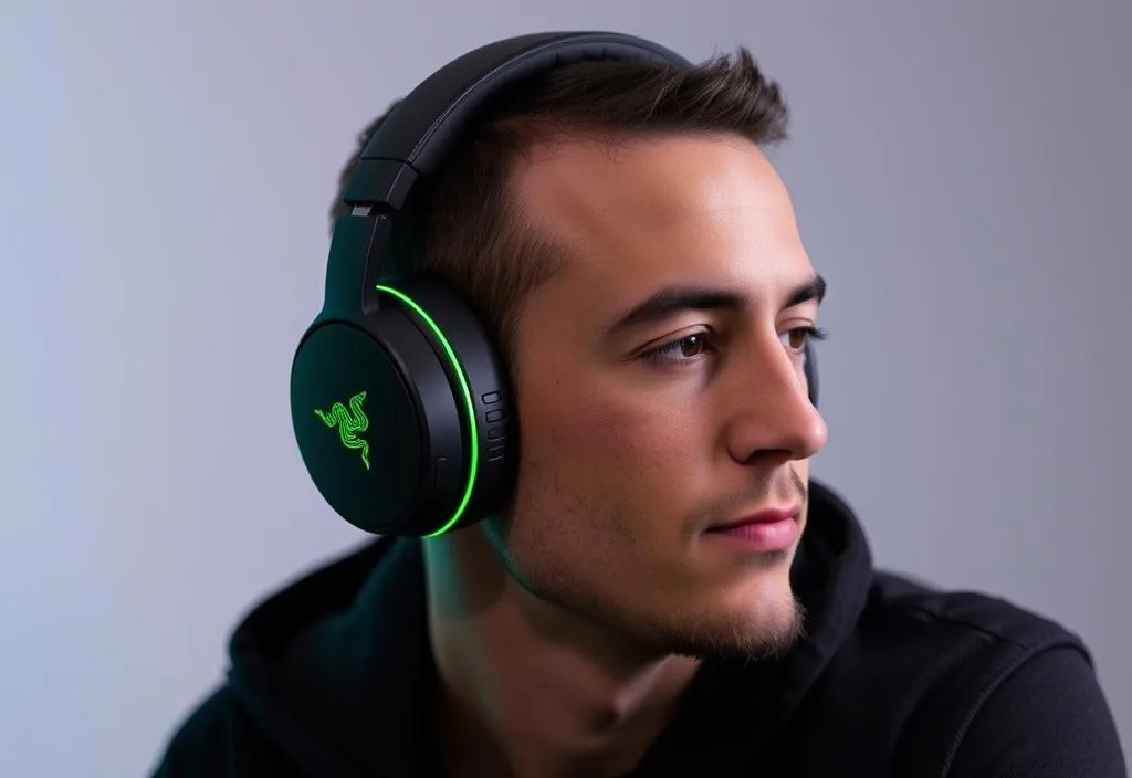 Razer Opus headphones with a person wearing them