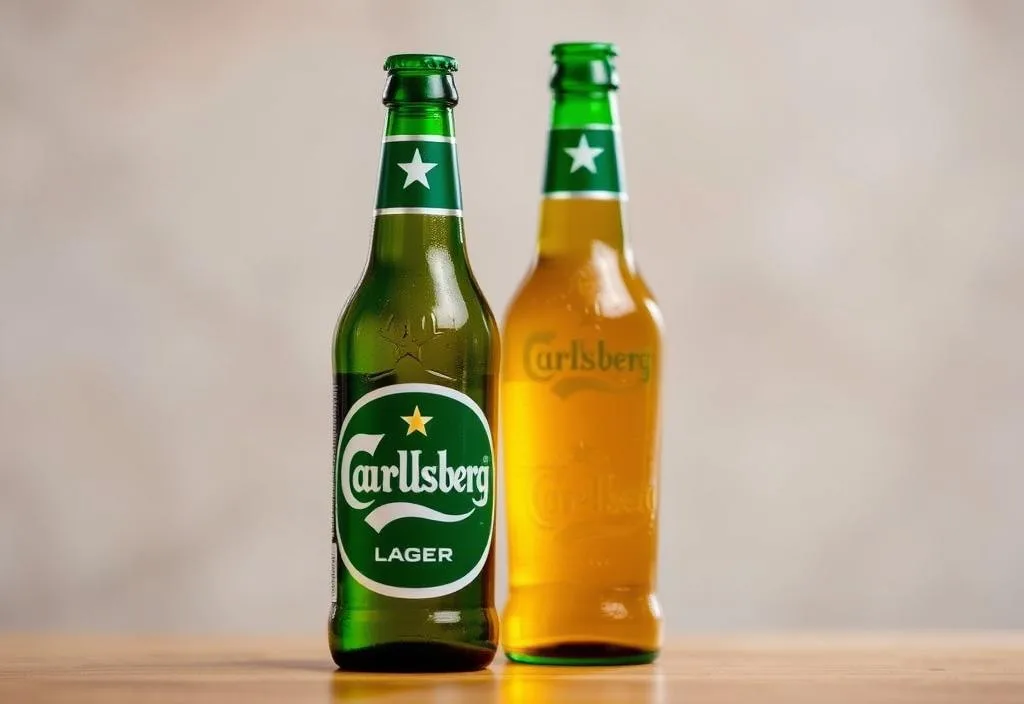 A bottle of Carlsberg lager beer