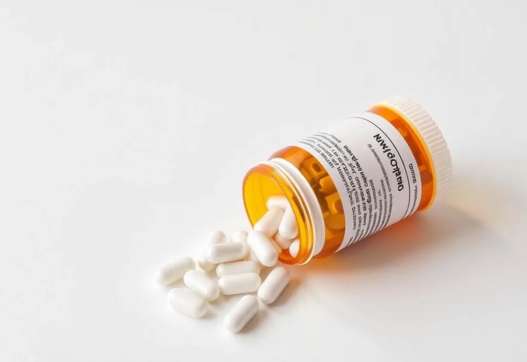 A bottle of OxyContin pills on a white background