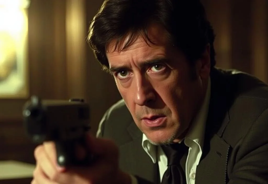 Al Pacino in a dramatic scene, focusing intensely on his character