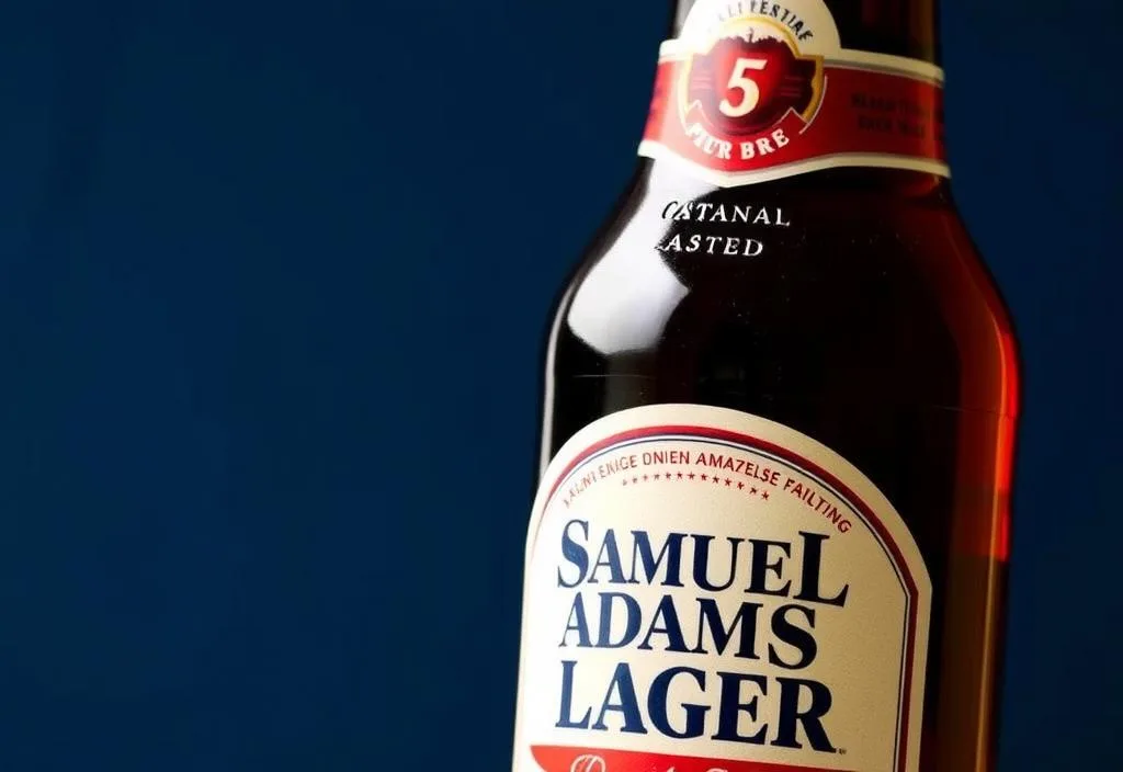 A bottle of Samuel Adams Boston Lager beer