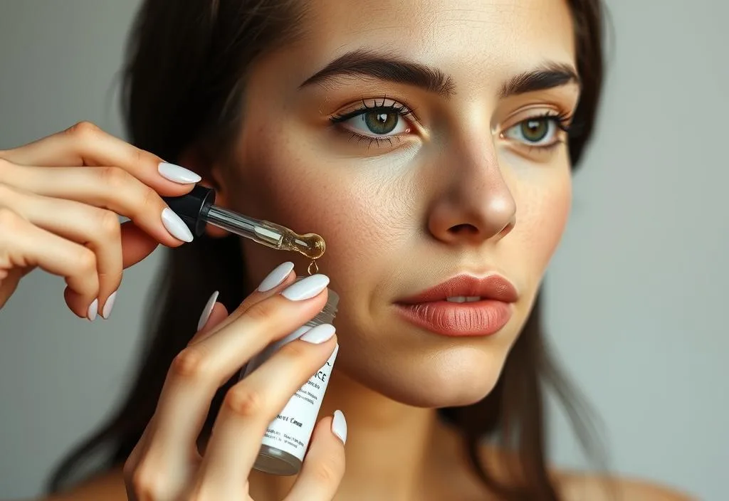 A woman with oily skin applying the Paula's Choice Vitamin C Serum