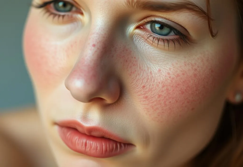 A woman with rosacea on her face