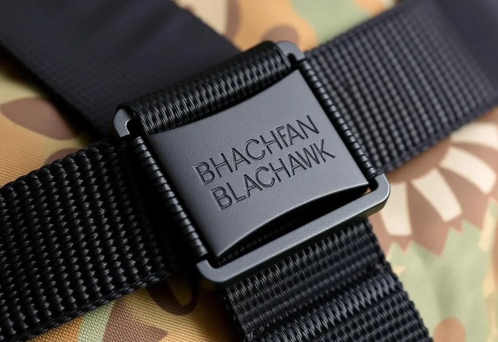 A close-up of a Blackhawk heavy-duty adjustable velcro strap