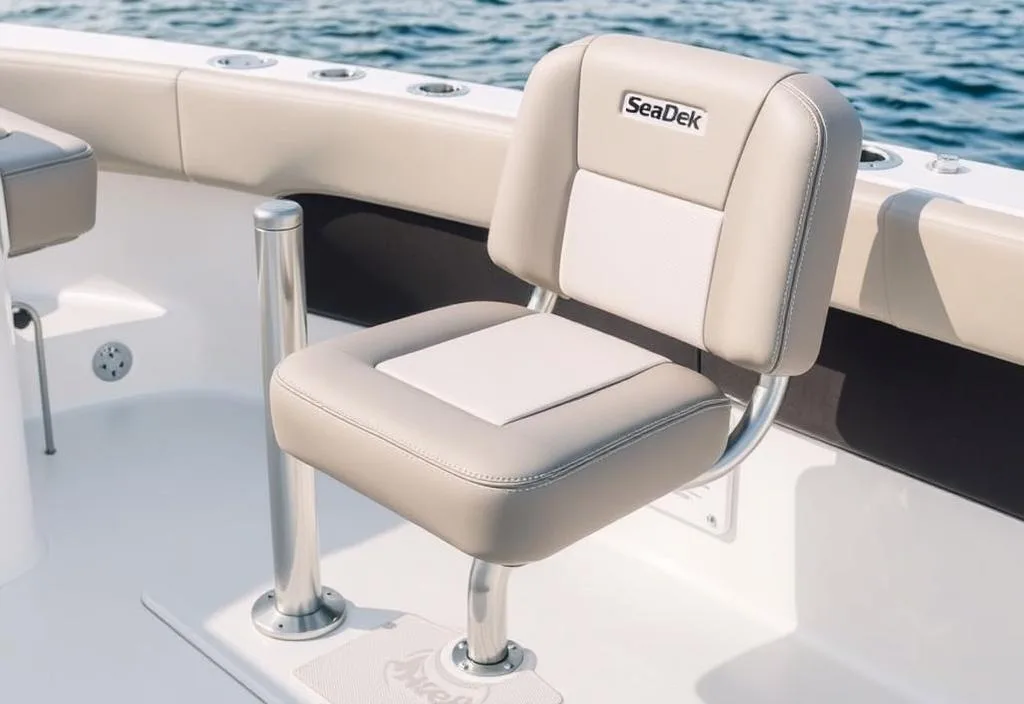 A photo of the SeaDek boat seat post, showcasing its comfortable design