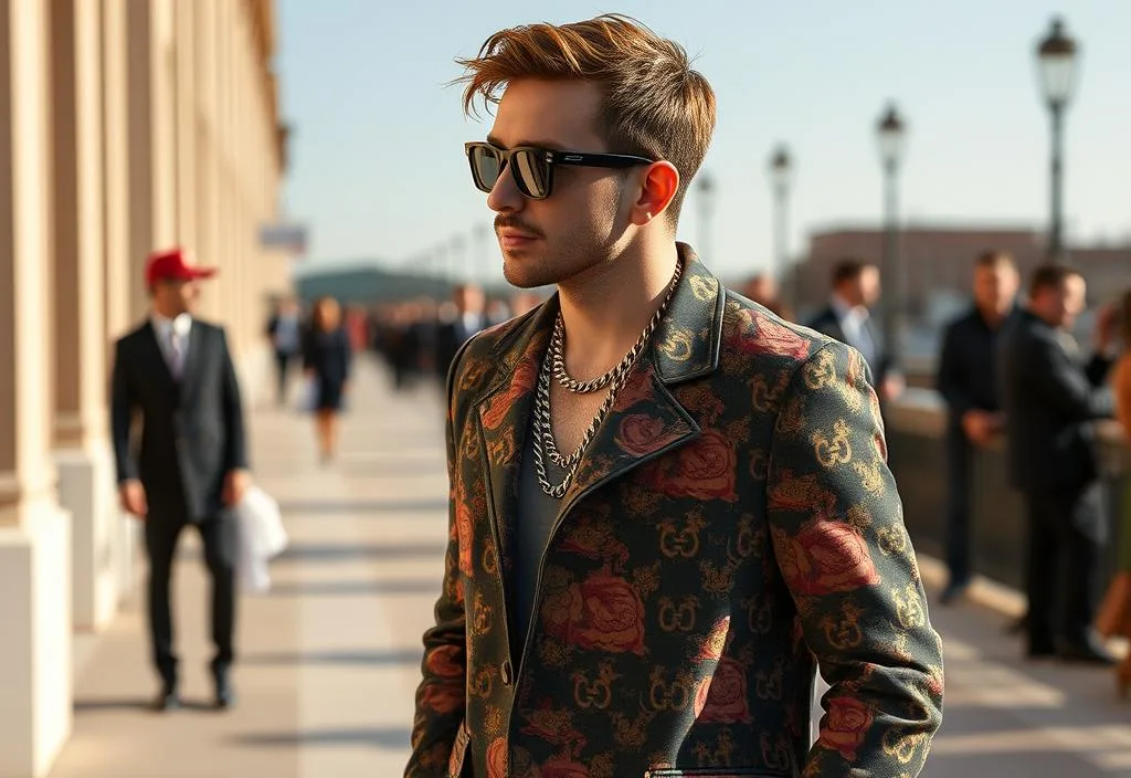 Liam Payne modeling a Gucci outfit