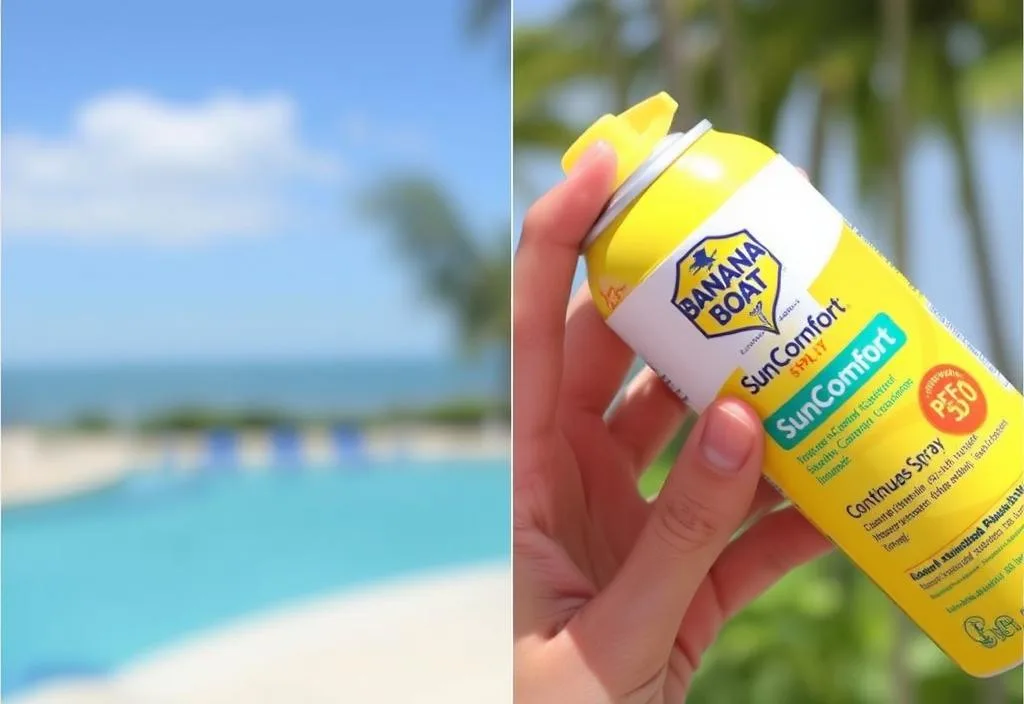 A can of Banana Boat SunComfort Continuous Spray Sunscreen, SPF 50