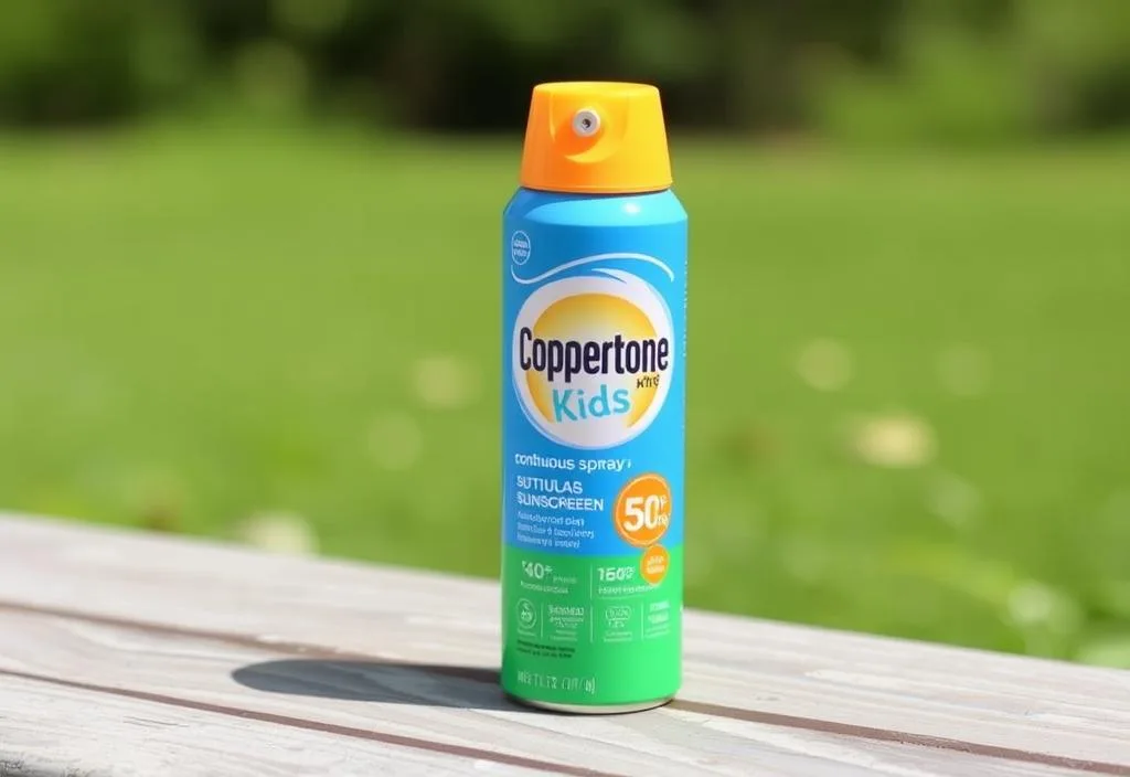 A can of Coppertone Kids Continuous Spray Sunscreen, SPF 50