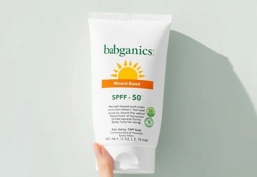 A bottle of Babyganics Mineral-Based Sunscreen Lotion, SPF 50