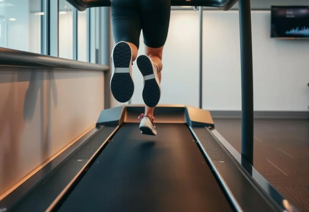 A person running intervals on a treadmill