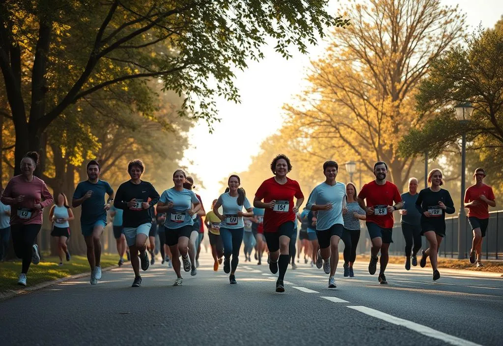 A group of people running together