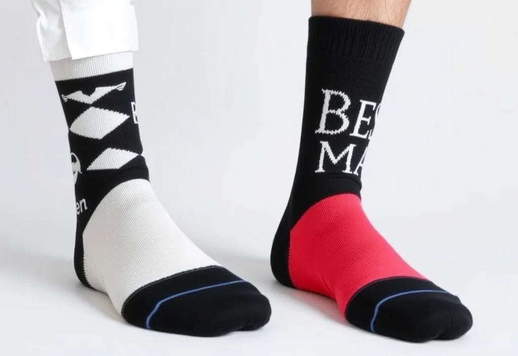 A pair of socks with a wedding theme and a best man's title