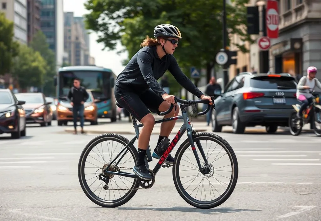 A rider on the Surly ECR riding through a busy city street