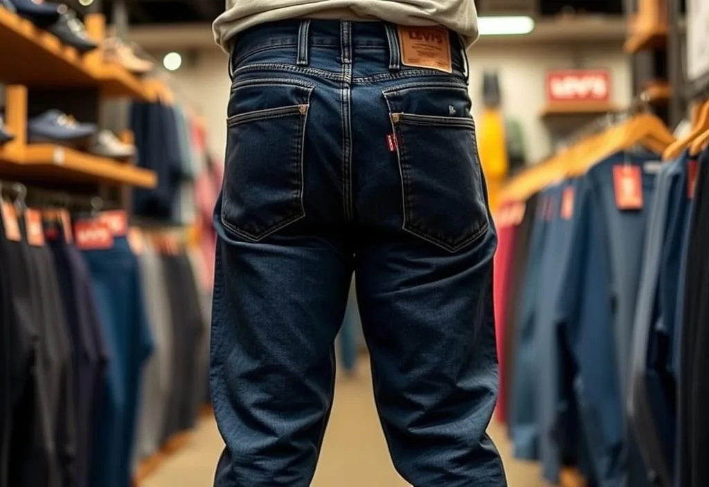 A pair of Levi's Work Trousers in a retail setting