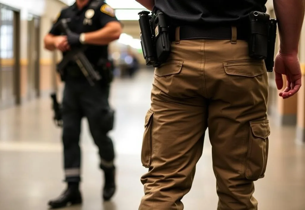 A pair of 5.11 Tactical Work Trousers in a law enforcement setting