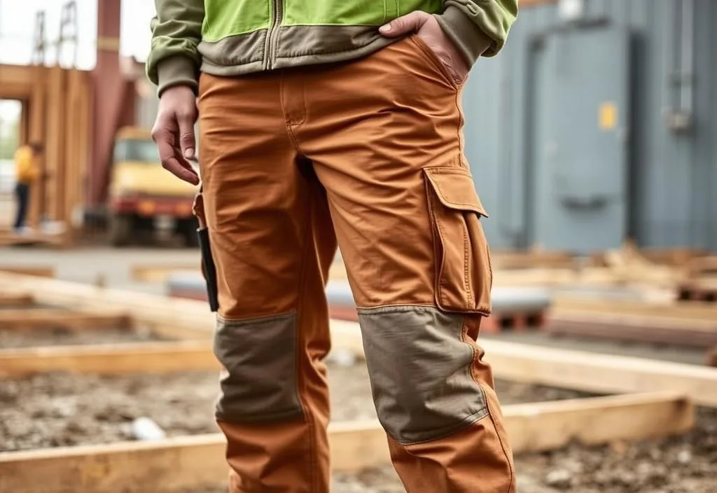 A pair of Timberland Work Trousers in a construction setting