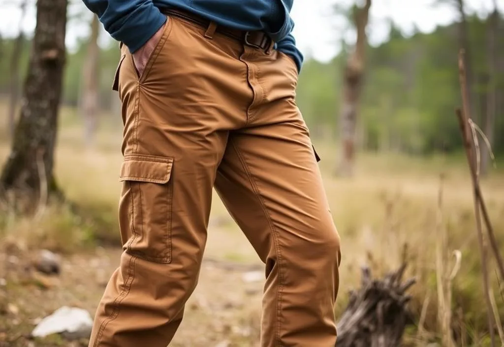 A pair of Columbia Work Trousers in an outdoor setting