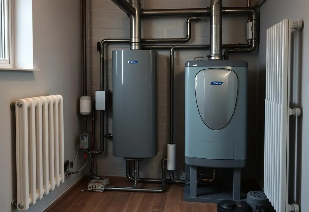 A central heating system with a boiler and radiators