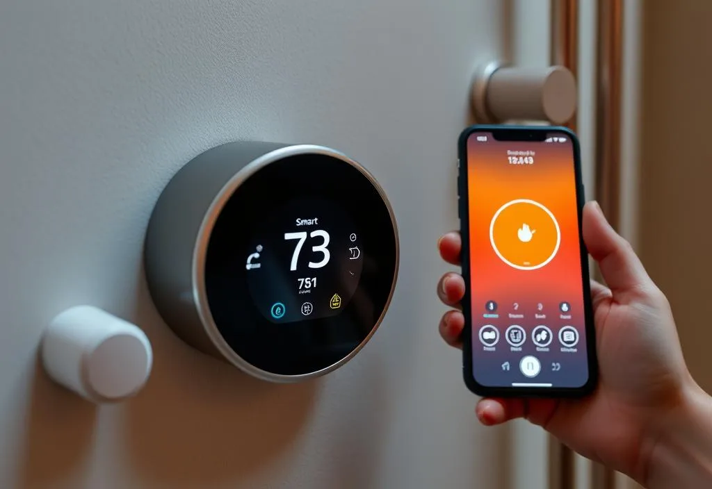 A smart heating system with a thermostat and smartphone app