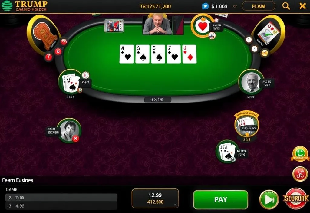 A screenshot of the Trump Casino Hold'em game, showcasing its poker gameplay